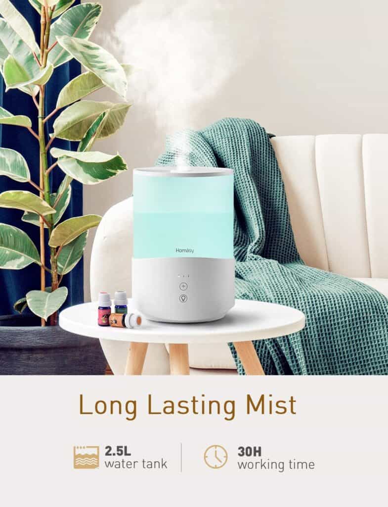 Homasy Cool Mist Humidifier Diffuser Review Essential Oil Diffuser