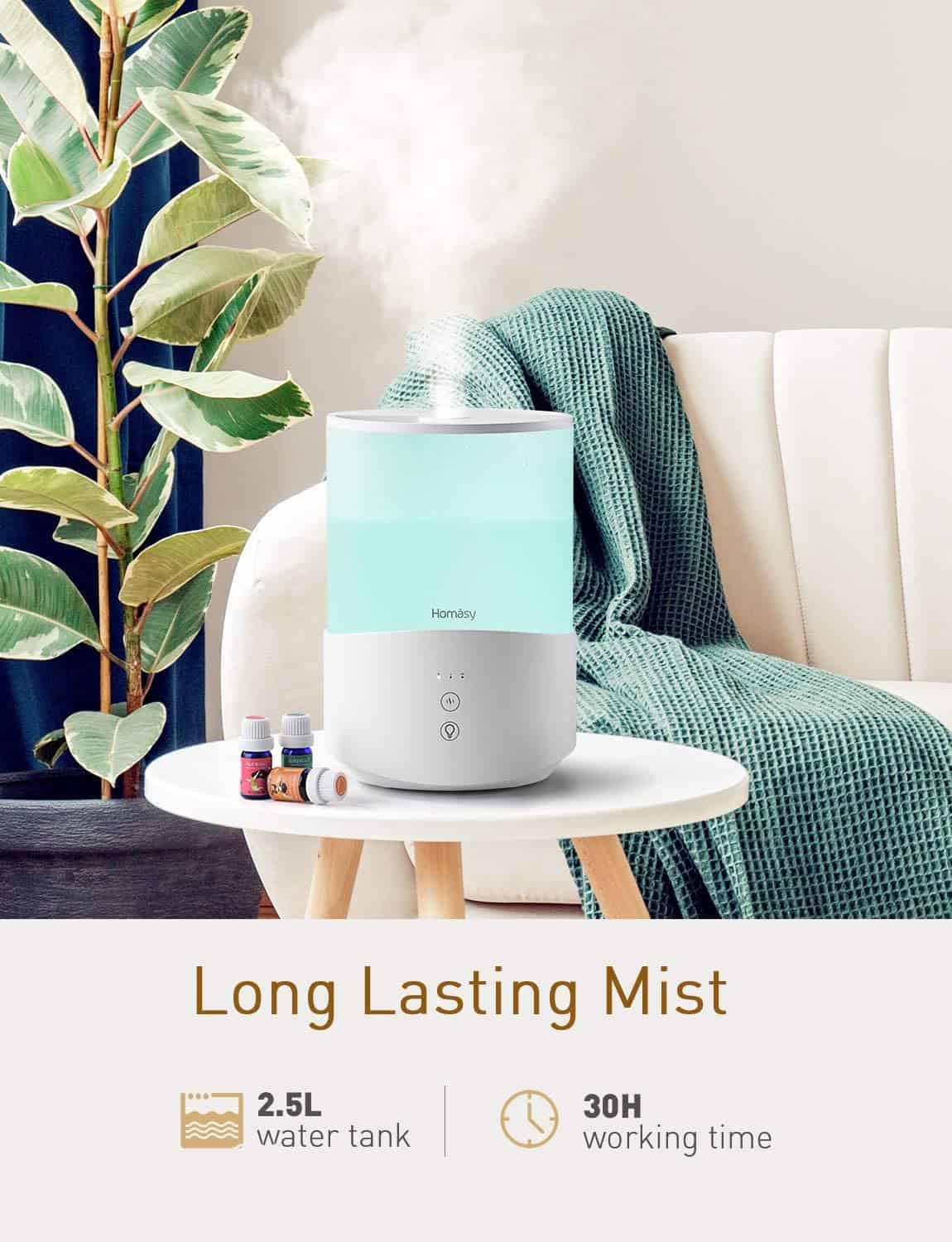 Homasy Cool Mist Humidifier Diffuser Review | Essential Oil Diffuser ...