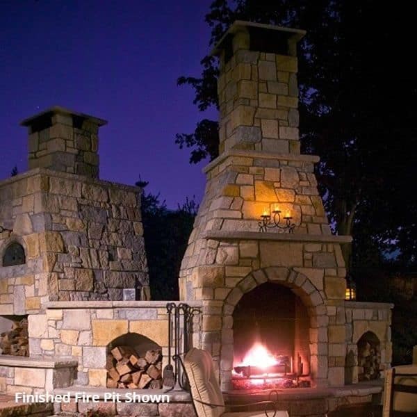 Pre-Engineered Arched Masonry Wood Burning Outdoor Fireplace - 36"