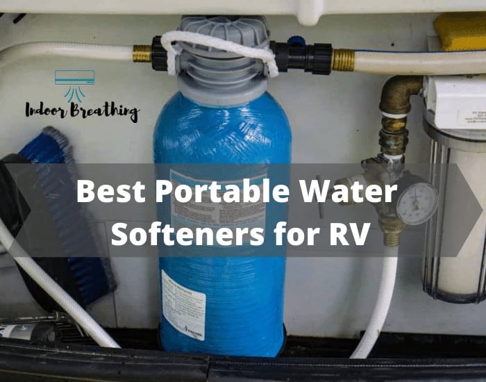 Essential RV Water Softener Portable 8,000 Grain w Custom Hose, 3/4  Fittings, Softens Hard Water fo
