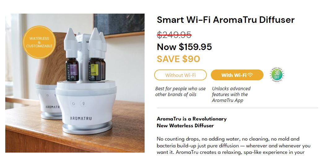 AromaTru Essential Oil Waterless Diffuser Discount code sale