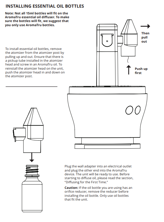 How to Install the Essential Oils Into the Aromatru Diffuser