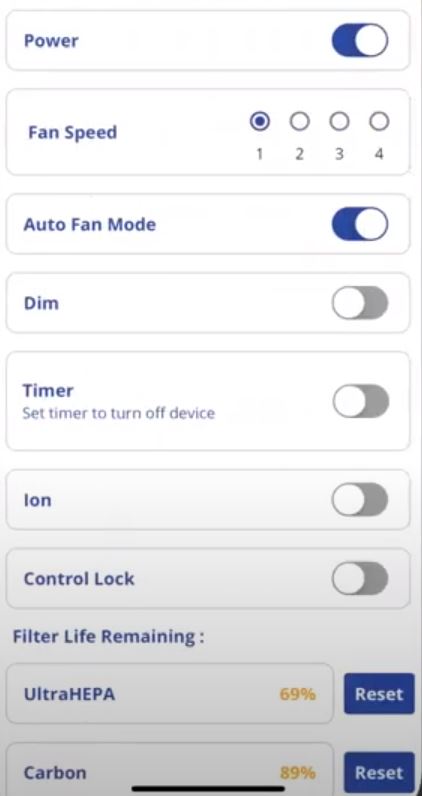 AirDoctor WiFi Connected app interface and dashboard