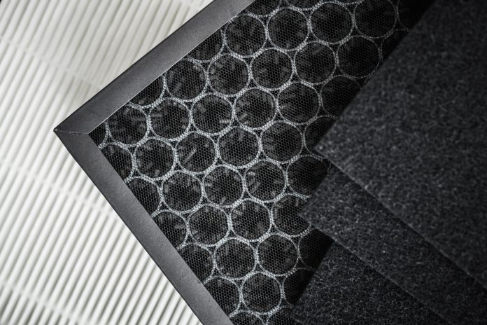 Close-up of HEPA and carbon filter layers