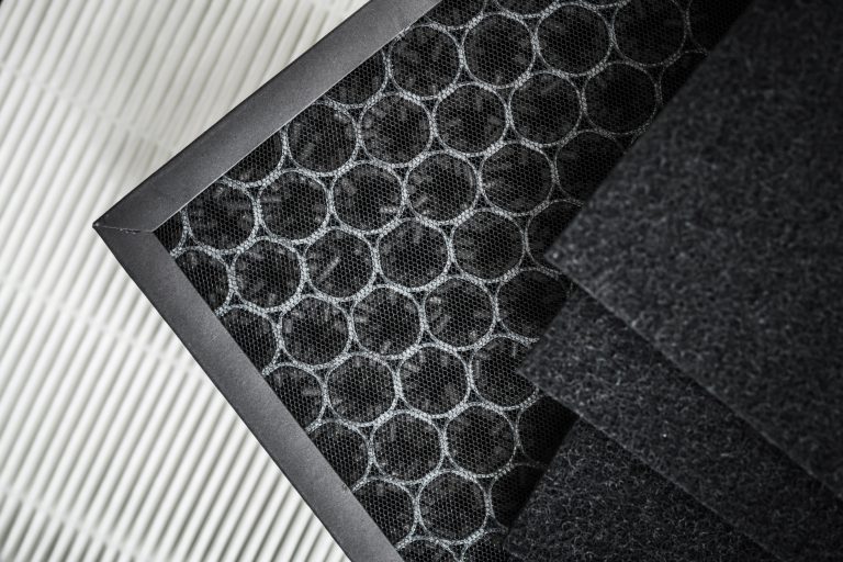 Close-up of HEPA and carbon filter layers
