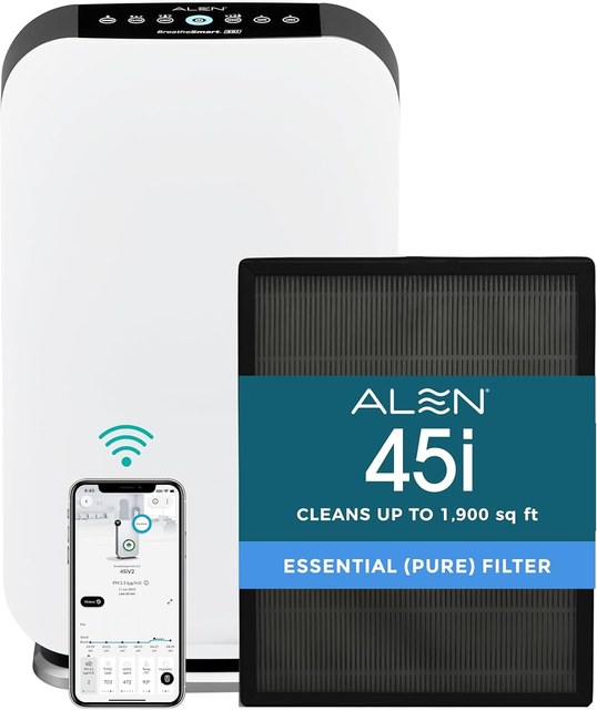 alen breathesmart 45i air purifier Alen BreatheSmart 45i air purifier with air quality ring for large bedrooms