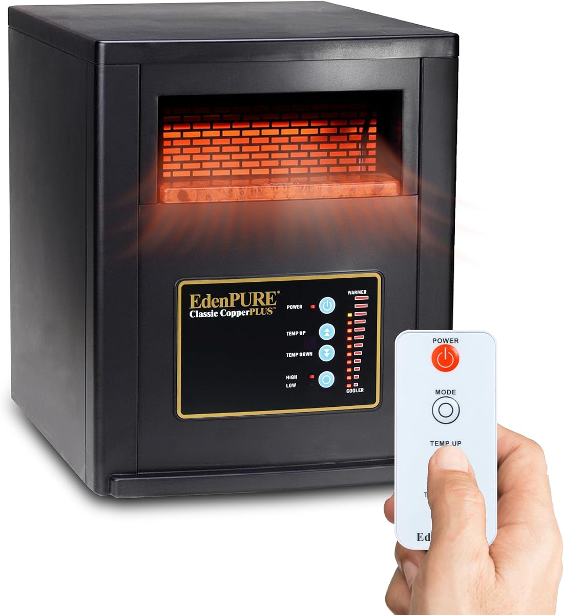 EdenPURE CopperPLUS infrared cabinet heater with remote for large rooms