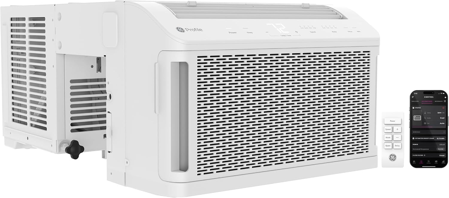GE Profile ClearView 10,300 BTU GE Profile ClearView 10,300 BTU window air conditioner with full window view saddle design