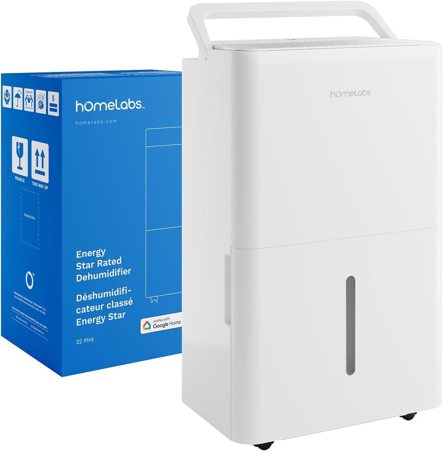 hOmeLabs 4,500 sq ft dehumidifier for a small or lightly damp basement