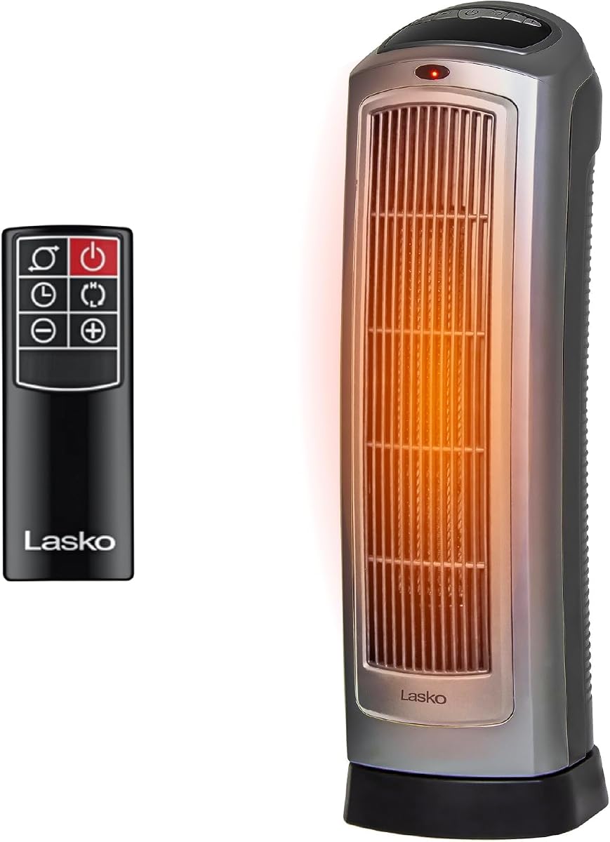 Lasko 755320 ceramic tower space heater with remote control