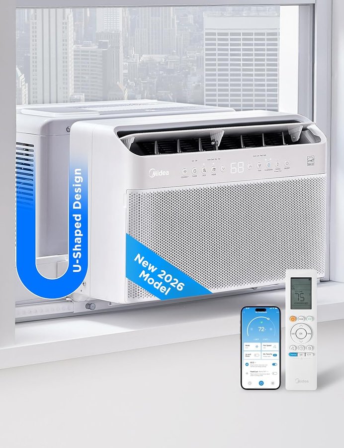 Midea U-shaped 8,000 BTU inverter window air conditioner, the most energy-efficient overall pick