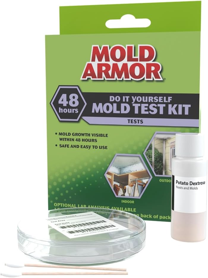 Mold Armor DIY Mold Test Kit box, a petri-dish culture kit for a baseline mold presence check