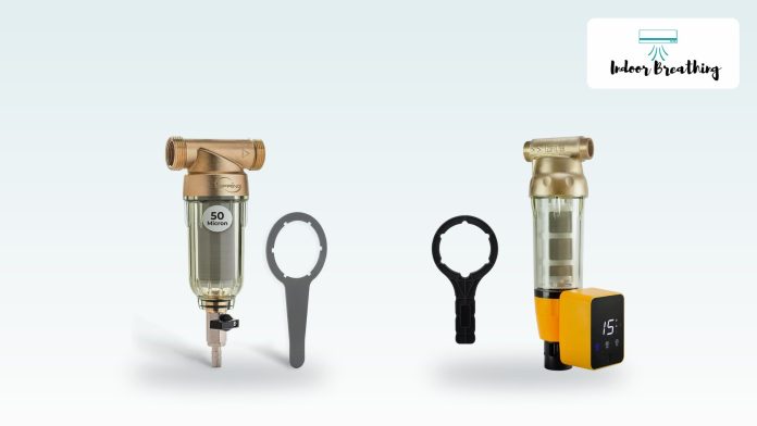 Spin-down sediment filters for well water