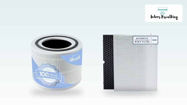 Air purifier carbon filter and pre-filter on a tabletop