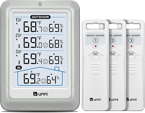 Indoor Outdoor Thermometer Hygrometer with 3 Sensors
