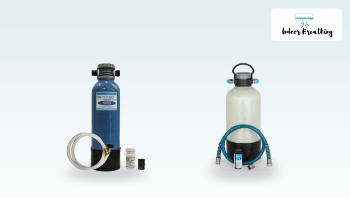 Portable water softeners for RV use