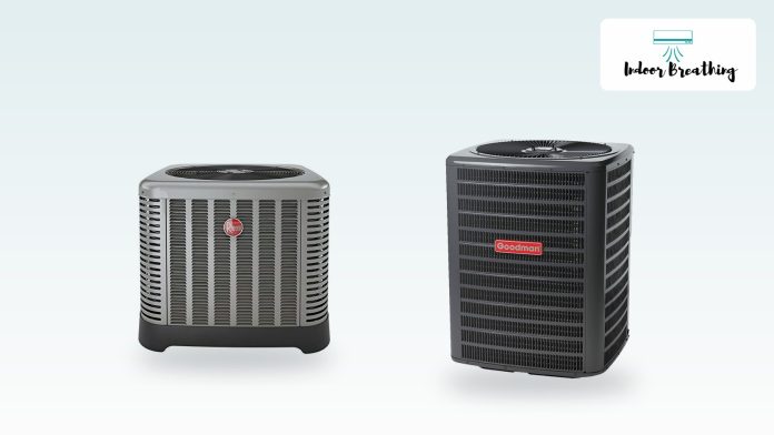 Rheem and Goodman outdoor central AC units